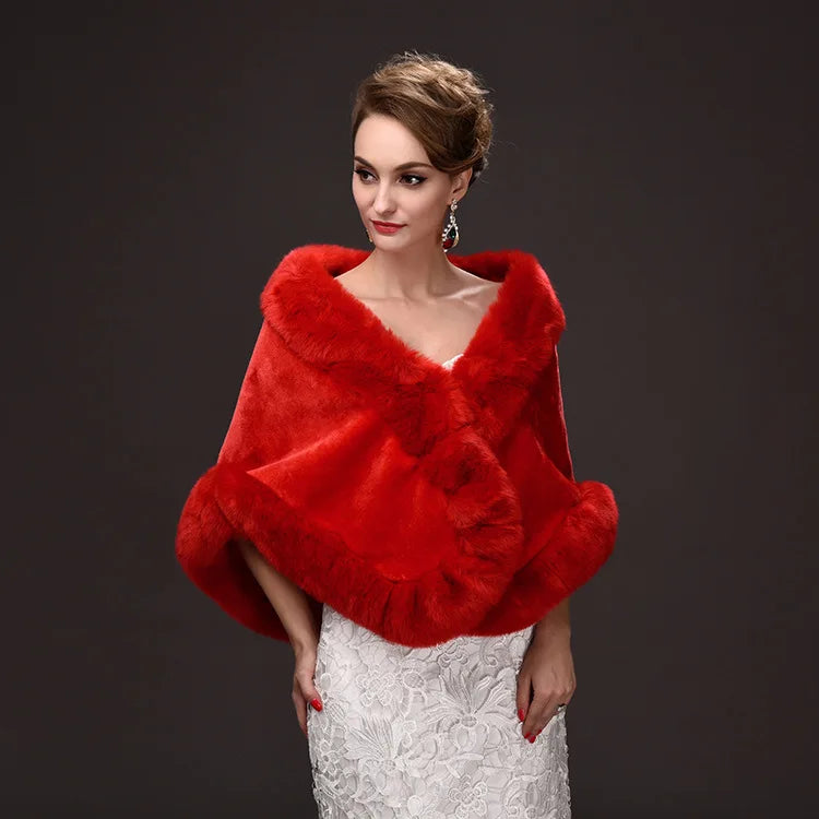 Luxury Faux Fur Scarf Cape Winter Warm Bolero Bridal  Poncho Elegant Soft  Mink Female Wedding Cloak  Jacket E162