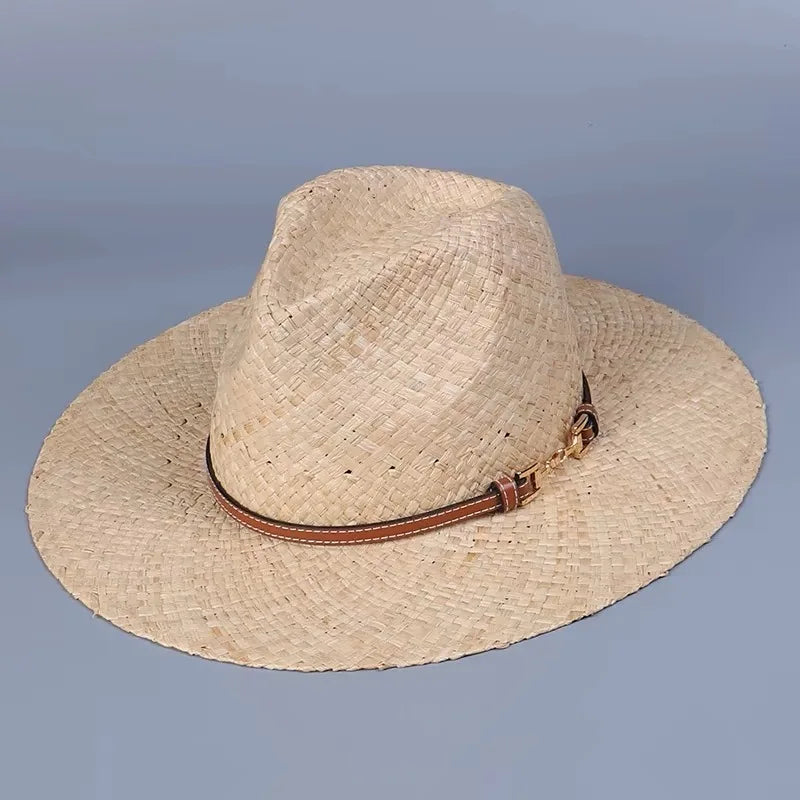 Fashion Vintage Raffia Straw Jazz Hats For Women Men Caps Summer Beach Casual Fedora Hat  Jazz Hat Elegant Sunhat Chapeau Enfant