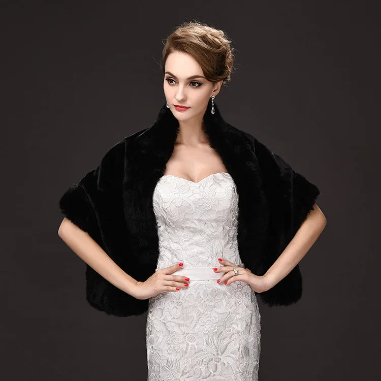 Luxury Faux Fur Scarf Cape Winter Warm Bolero Bridal  Poncho Elegant Soft  Mink Female Wedding Cloak  Jacket E162