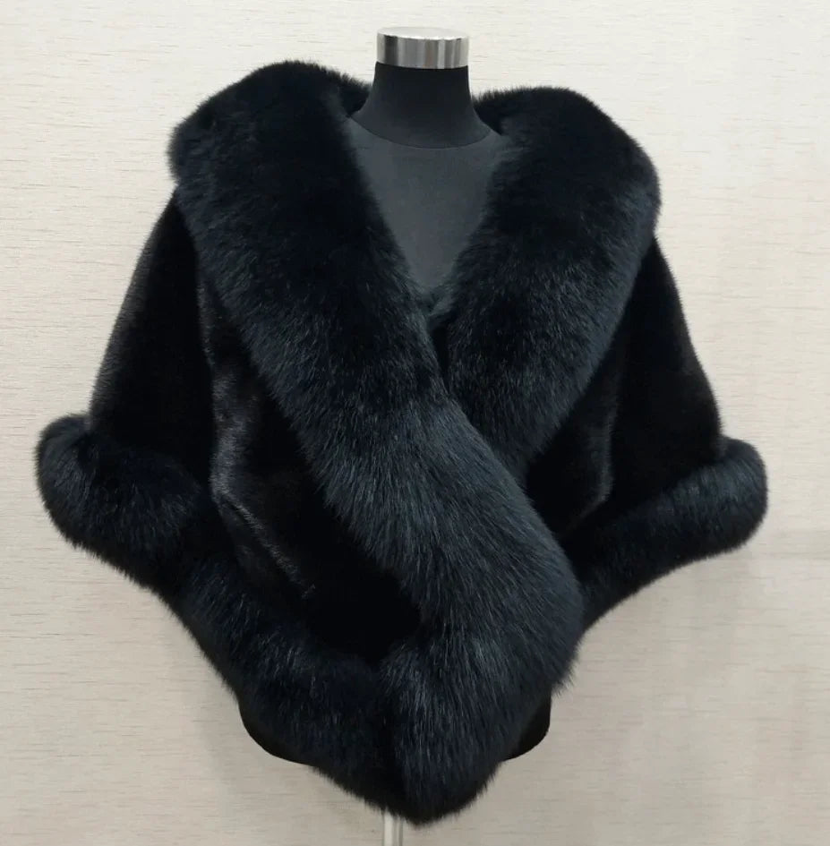 Luxury Faux Fur Scarf Cape Winter Warm Bolero Bridal  Poncho Elegant Soft  Mink Female Wedding Cloak  Jacket E162