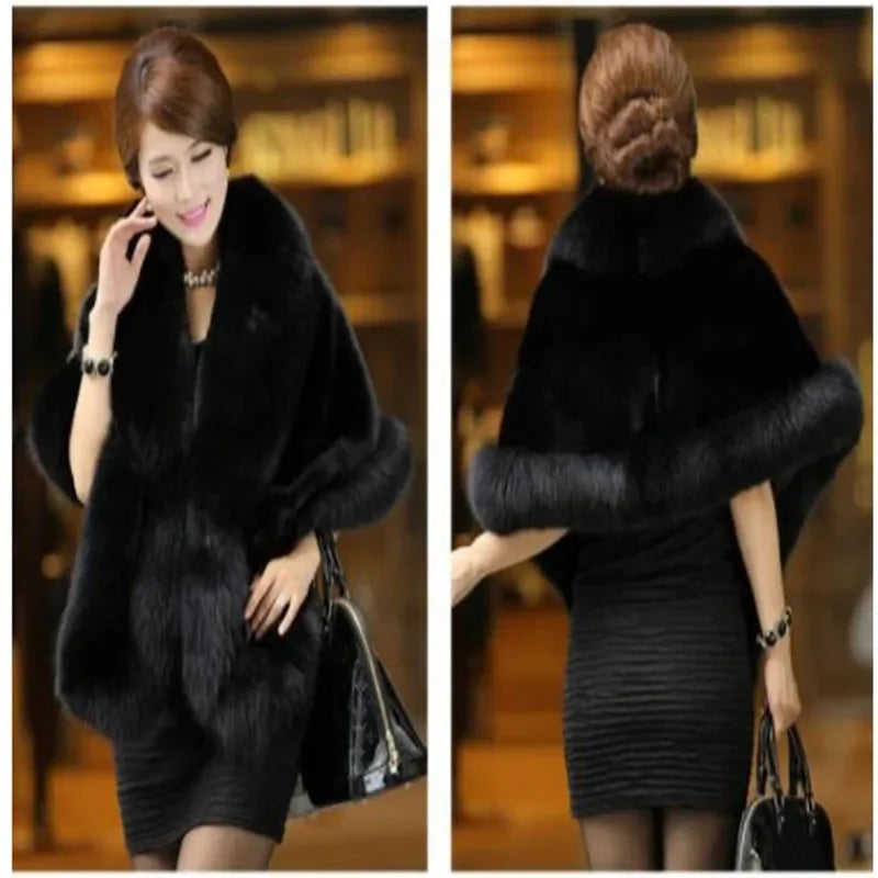 Luxury Faux Fur Scarf Cape Winter Warm Bolero Bridal  Poncho Elegant Soft  Mink Female Wedding Cloak  Jacket E162