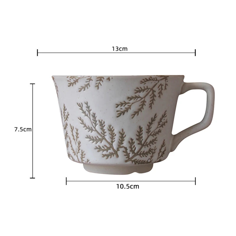 Ceramic Latte Mug 13.4oz Porcelain Coffee Cups with Handle Boho Cup for Tea Hot Cocoa Cappuccino Home Office Cafe Birthday Gift