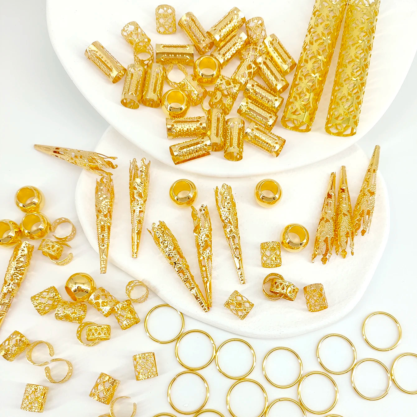 102pcs boho Hollow Braids Hair Rings Metal Dreadlock Hair Cuff Pins Different Length Hair Barrettes For Women  Hair Accessories