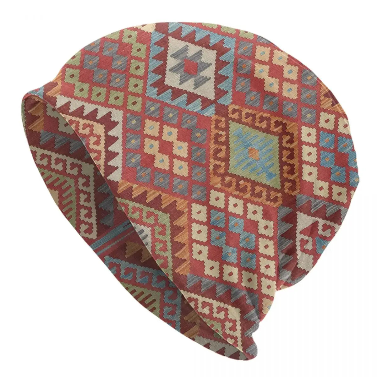 Custom Persian Kilim Print Skullies Beanies Caps Cool Warm Knitted Hats Unisex Bohemian Geometric Ethnic Style Bonnet Hats