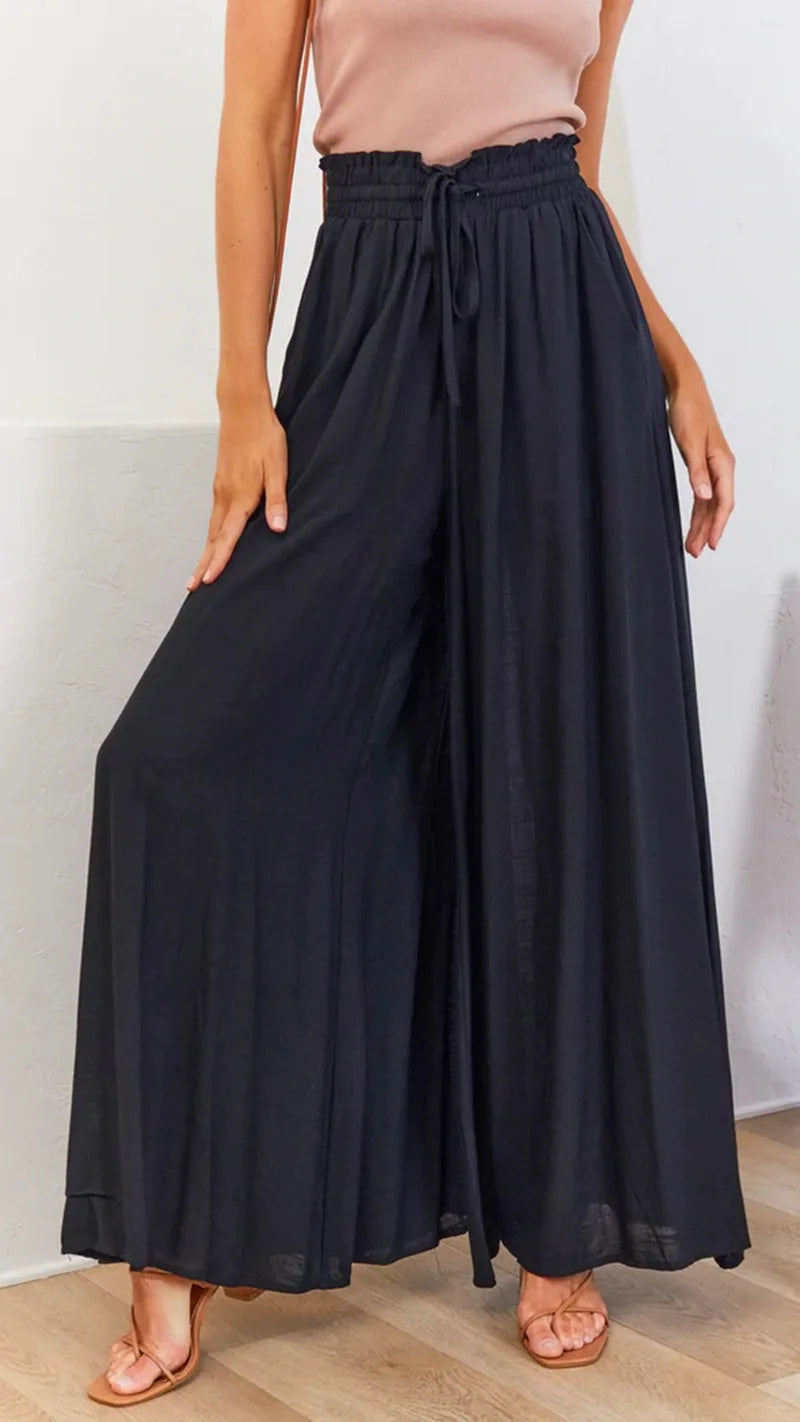 Women's Boho Pant Casual High Waist Loose Sweatpants Trousers Capris Wide Leg Pants Skirt Fashion Women Clothes Pantalones Mujer
