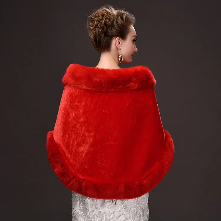 Luxury Faux Fur Scarf Cape Winter Warm Bolero Bridal  Poncho Elegant Soft  Mink Female Wedding Cloak  Jacket E162
