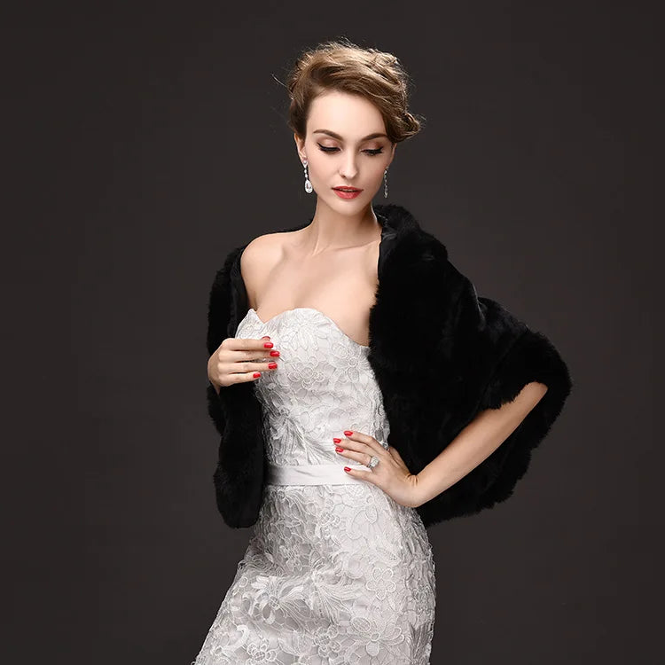 Luxury Faux Fur Scarf Cape Winter Warm Bolero Bridal  Poncho Elegant Soft  Mink Female Wedding Cloak  Jacket E162