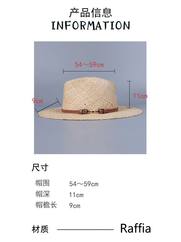Fashion Vintage Raffia Straw Jazz Hats For Women Men Caps Summer Beach Casual Fedora Hat  Jazz Hat Elegant Sunhat Chapeau Enfant