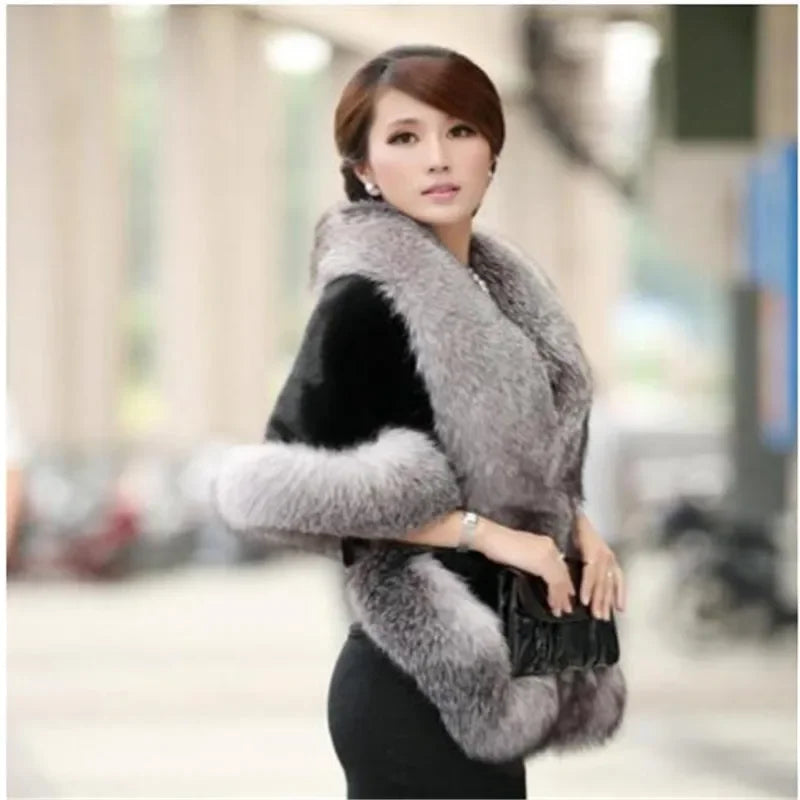 Luxury Faux Fur Scarf Cape Winter Warm Bolero Bridal  Poncho Elegant Soft  Mink Female Wedding Cloak  Jacket E162
