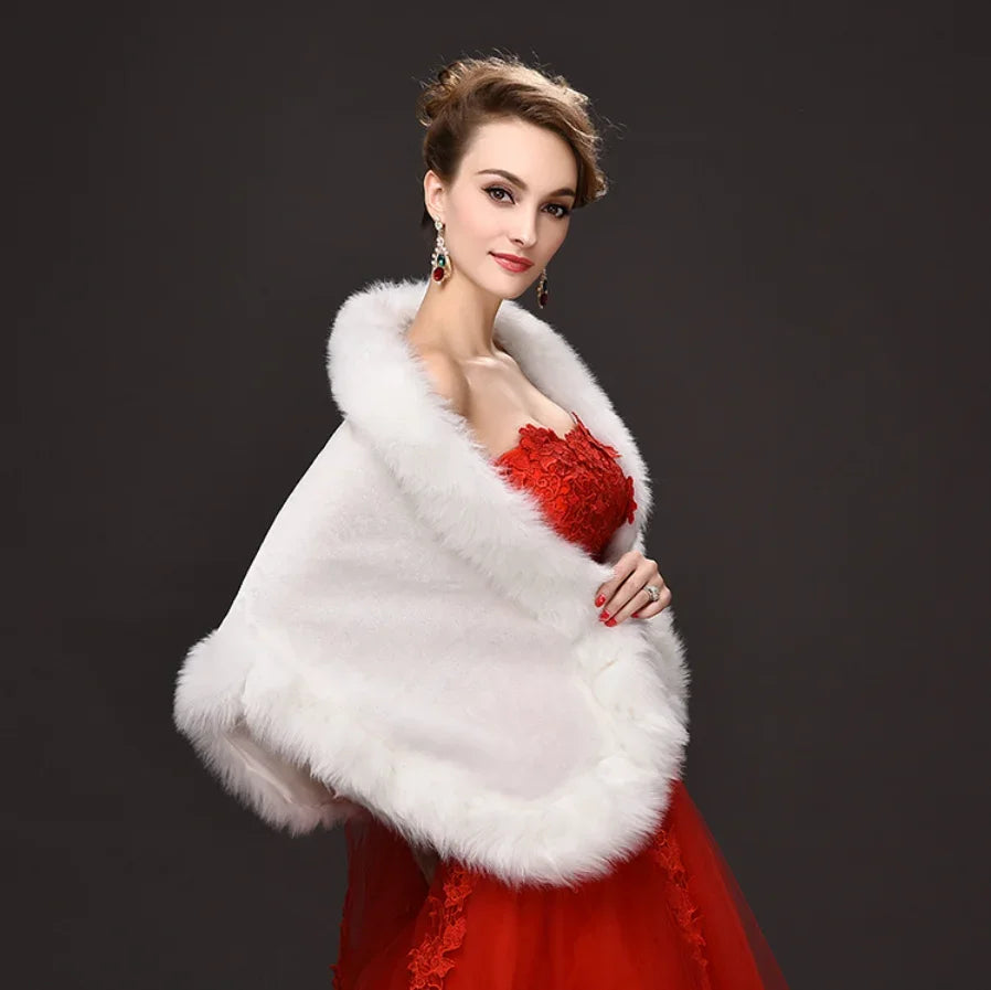 Luxury Faux Fur Scarf Cape Winter Warm Bolero Bridal  Poncho Elegant Soft  Mink Female Wedding Cloak  Jacket E162