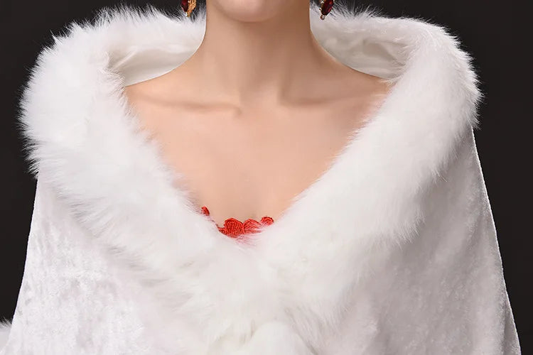 Luxury Faux Fur Scarf Cape Winter Warm Bolero Bridal  Poncho Elegant Soft  Mink Female Wedding Cloak  Jacket E162