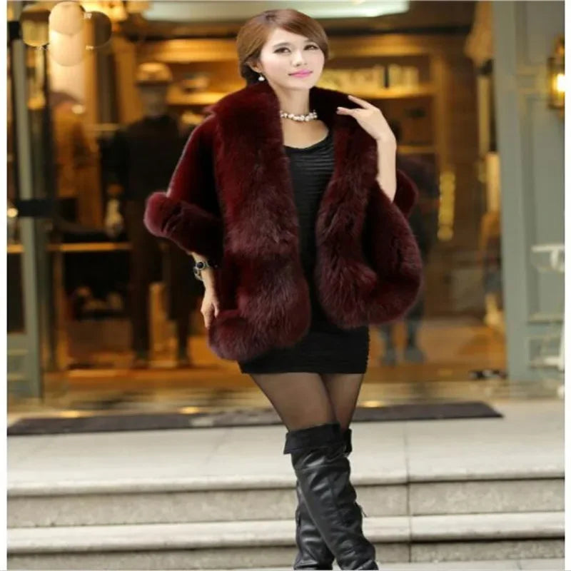 Luxury Faux Fur Scarf Cape Winter Warm Bolero Bridal  Poncho Elegant Soft  Mink Female Wedding Cloak  Jacket E162