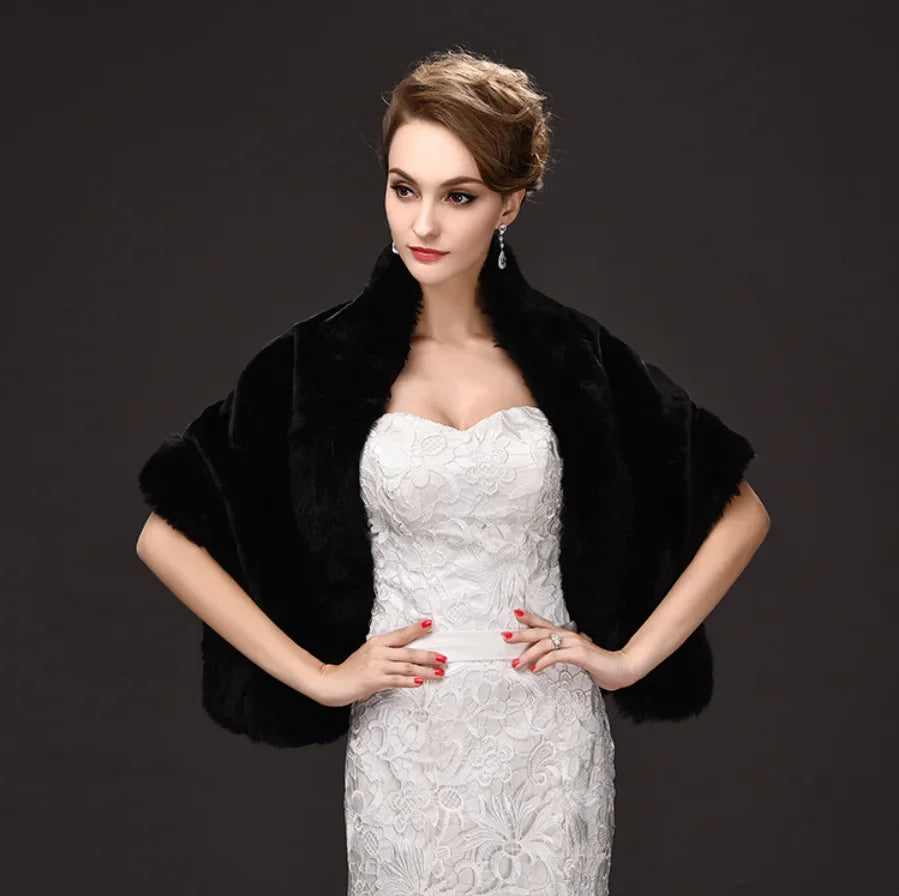 Luxury Faux Fur Scarf Cape Winter Warm Bolero Bridal  Poncho Elegant Soft  Mink Female Wedding Cloak  Jacket E162