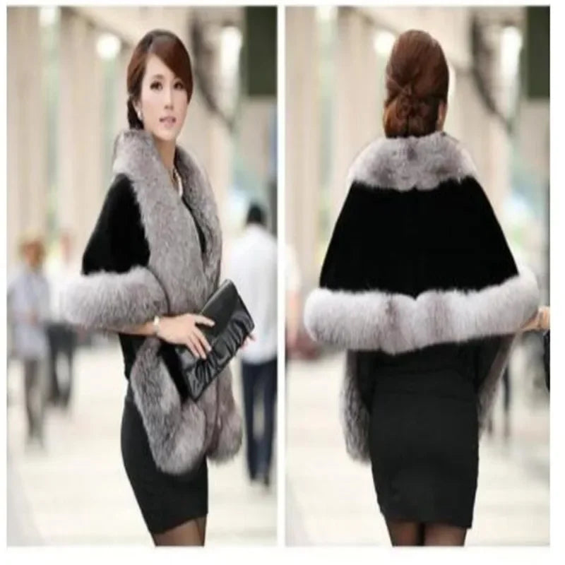 Luxury Faux Fur Scarf Cape Winter Warm Bolero Bridal  Poncho Elegant Soft  Mink Female Wedding Cloak  Jacket E162
