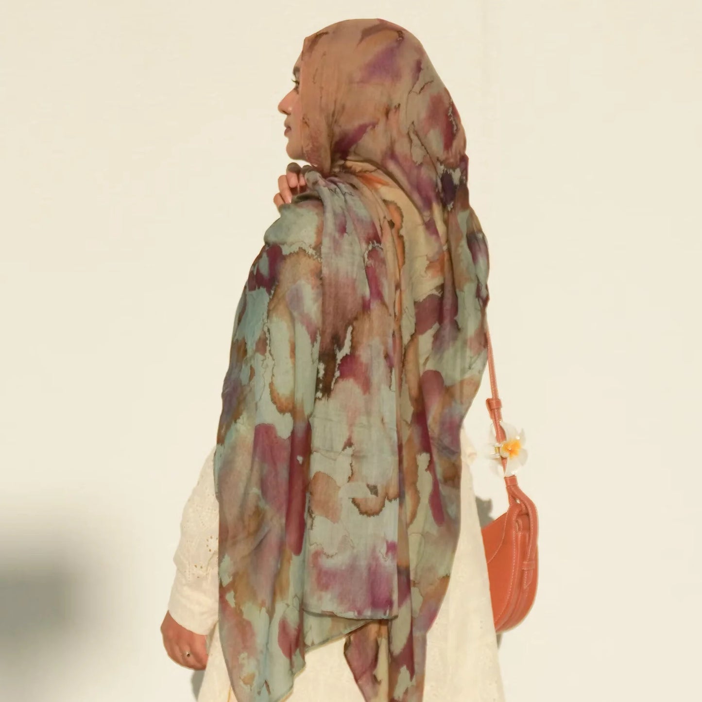 1Pcs Islam Ramadan Watercolor Print Hijab Women Bohemian Soft Muslim Hijabs Foulard Femme Shawl Wrap Scarf Headscarf