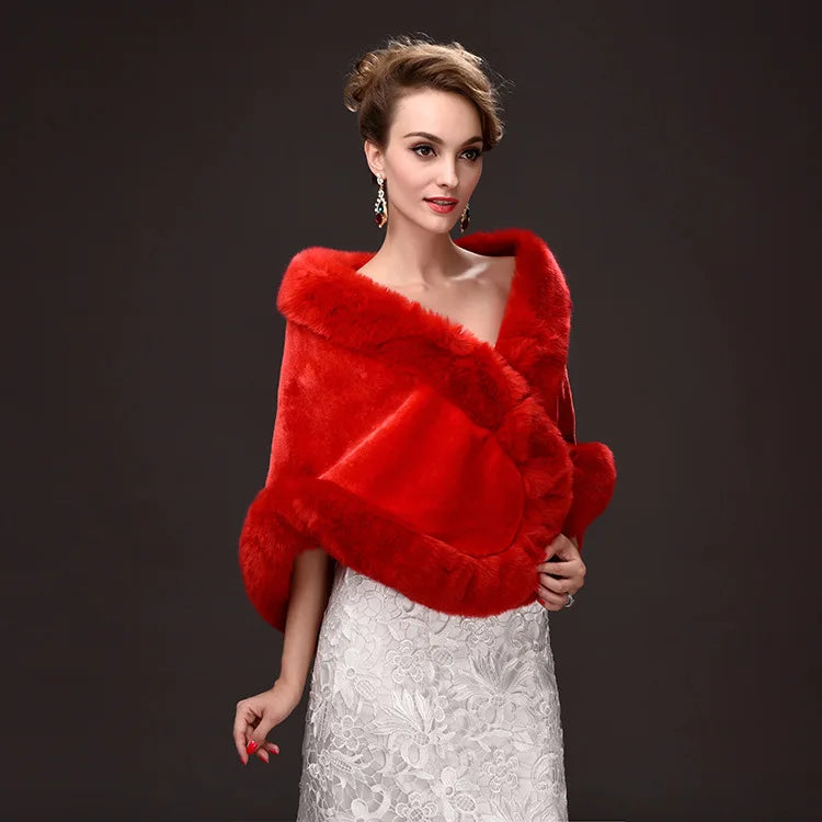 Luxury Faux Fur Scarf Cape Winter Warm Bolero Bridal  Poncho Elegant Soft  Mink Female Wedding Cloak  Jacket E162