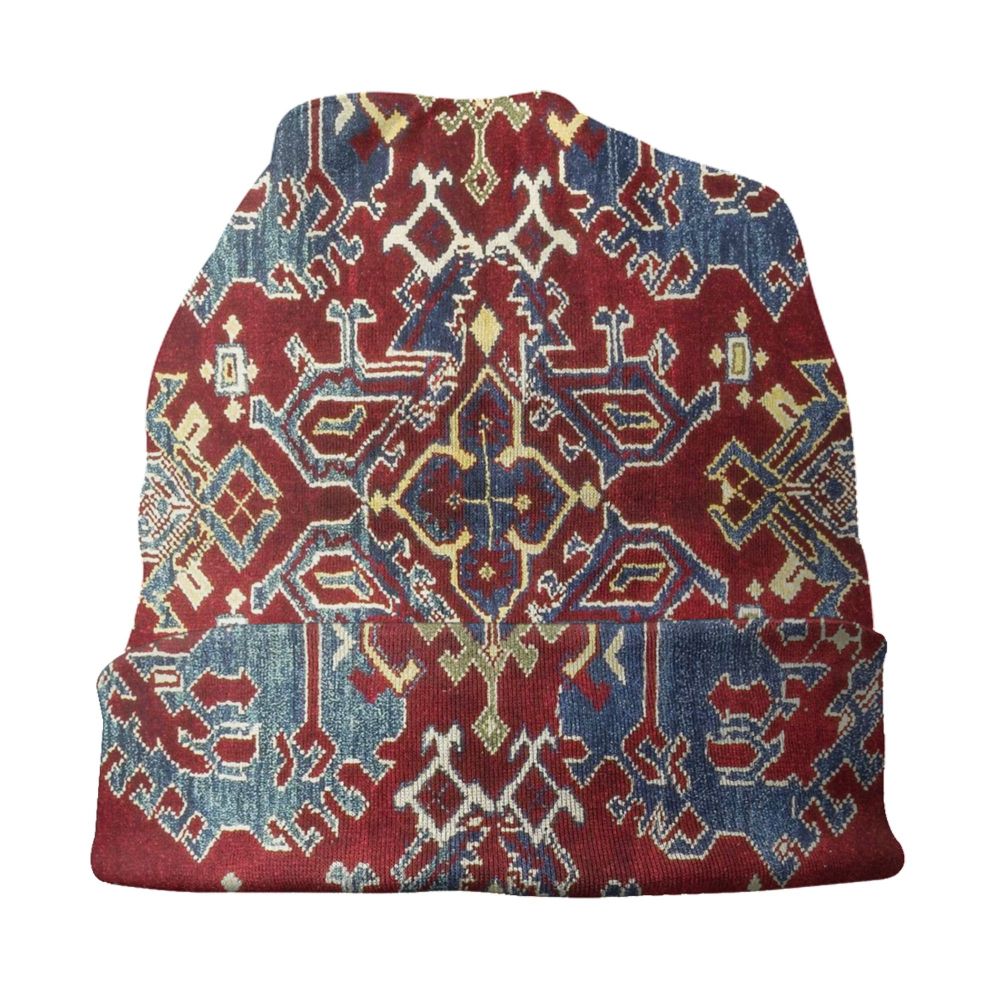 Custom Persian Kilim Print Skullies Beanies Caps Cool Warm Knitted Hats Unisex Bohemian Geometric Ethnic Style Bonnet Hats
