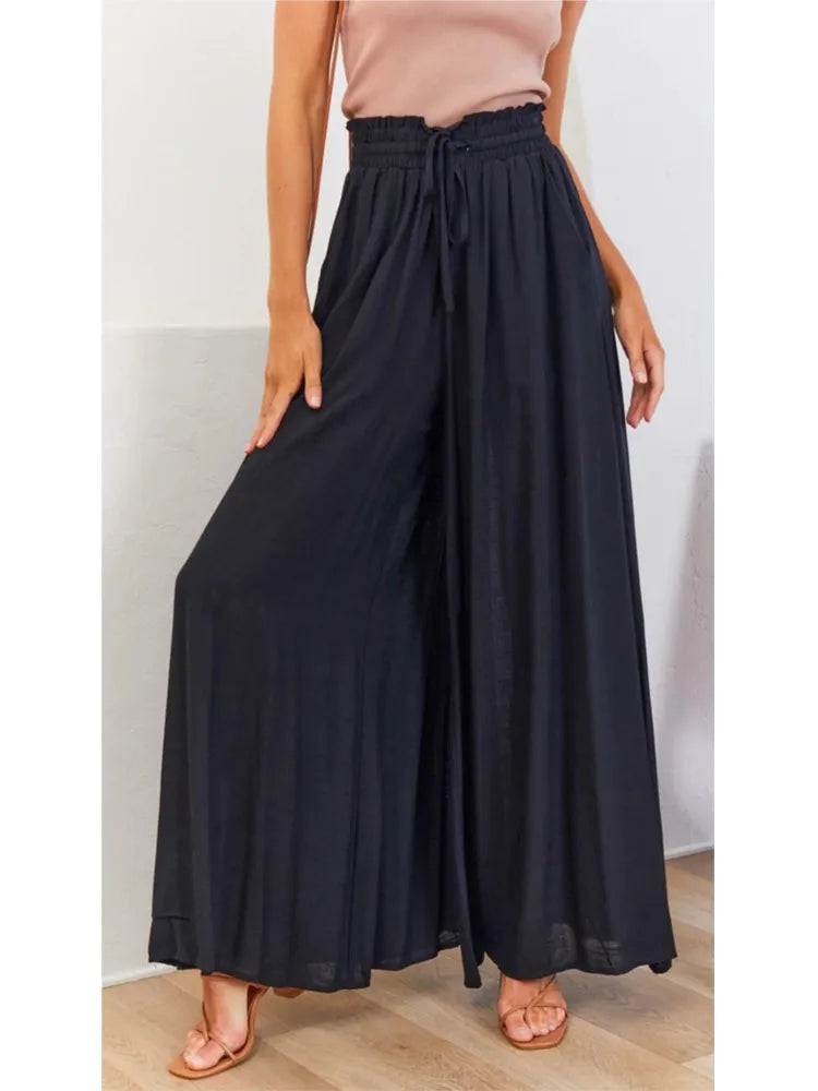 Women's Boho Pant Casual High Waist Loose Sweatpants Trousers Capris Wide Leg Pants Skirt Fashion Women Clothes Pantalones Mujer