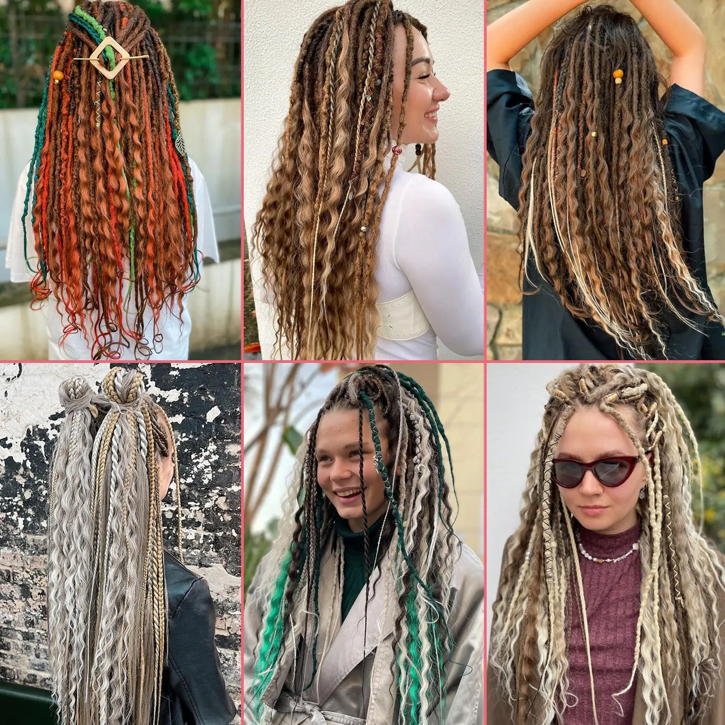 Double Ended Synthetic Dreadlock Extensions  Ombre Blonde Boho Crochet Hippie Dreads 10 Strands Handmade Bohemian Box Braids