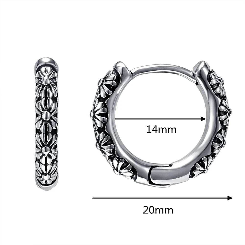 Vintage Simple Small Hoop Earrings Stainless Steel Hypoallergenic Earrings for Men Women Cool Indian Boho Jewelry
