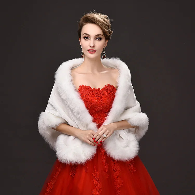 Luxury Faux Fur Scarf Cape Winter Warm Bolero Bridal  Poncho Elegant Soft  Mink Female Wedding Cloak  Jacket E162