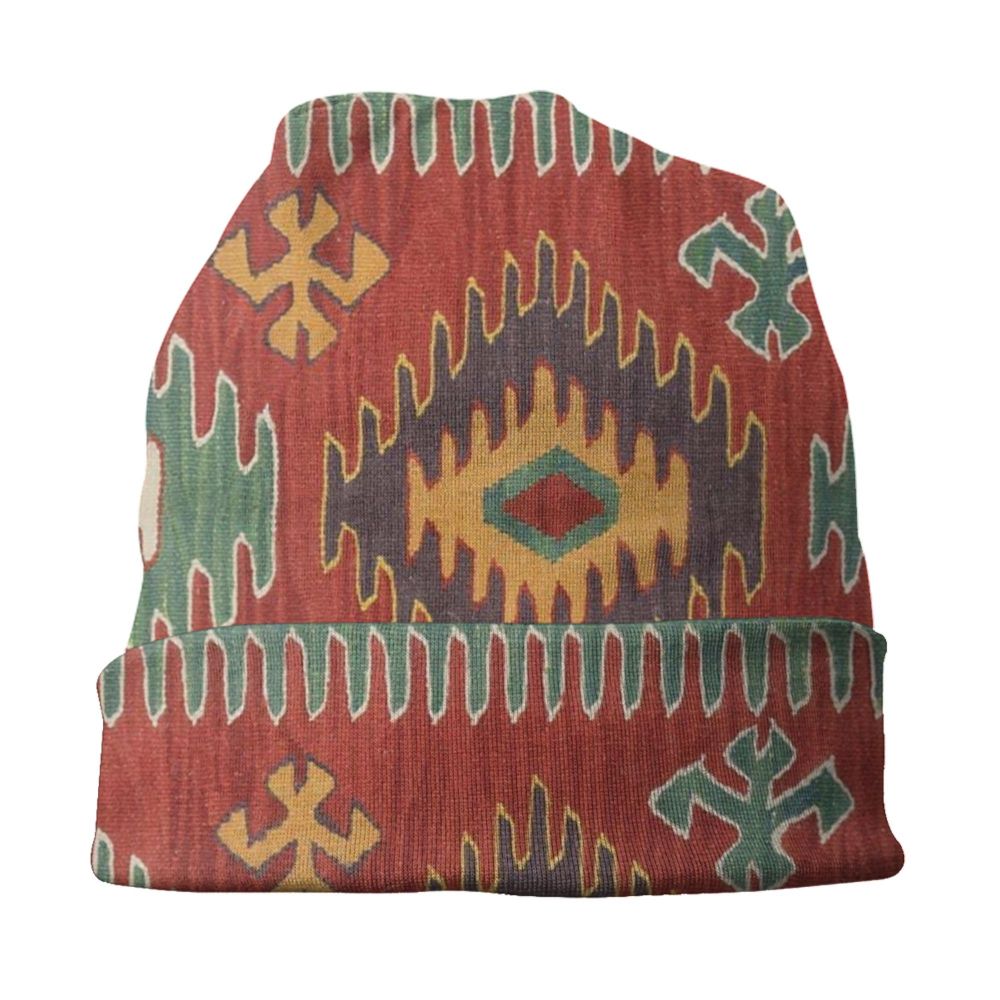 Custom Persian Kilim Print Skullies Beanies Caps Cool Warm Knitted Hats Unisex Bohemian Geometric Ethnic Style Bonnet Hats