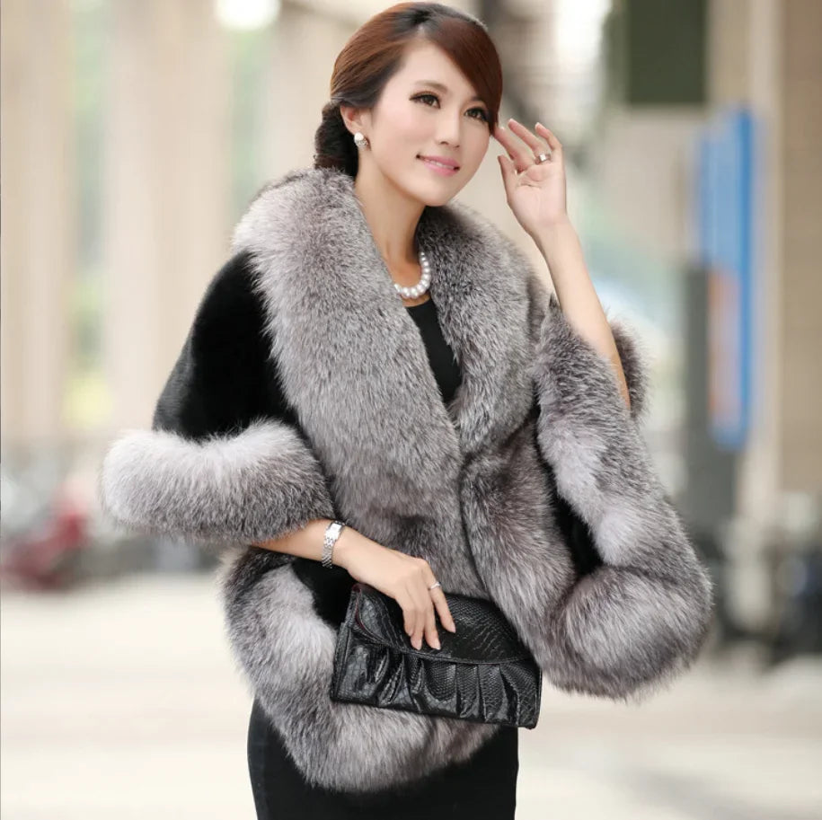Luxury Faux Fur Scarf Cape Winter Warm Bolero Bridal  Poncho Elegant Soft  Mink Female Wedding Cloak  Jacket E162