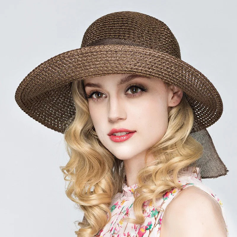 2019 Summer Bow Ribbon Sun Hat Panama Women's Cap Bonnet Beach Straw Hats summer hats for women шляпа соломенная gorro mujer