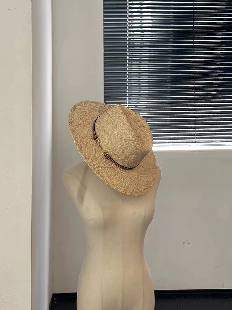 Fashion Vintage Raffia Straw Jazz Hats For Women Men Caps Summer Beach Casual Fedora Hat  Jazz Hat Elegant Sunhat Chapeau Enfant