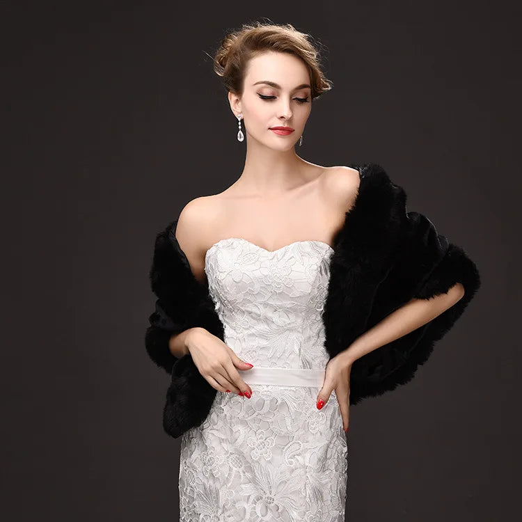 Luxury Faux Fur Scarf Cape Winter Warm Bolero Bridal  Poncho Elegant Soft  Mink Female Wedding Cloak  Jacket E162