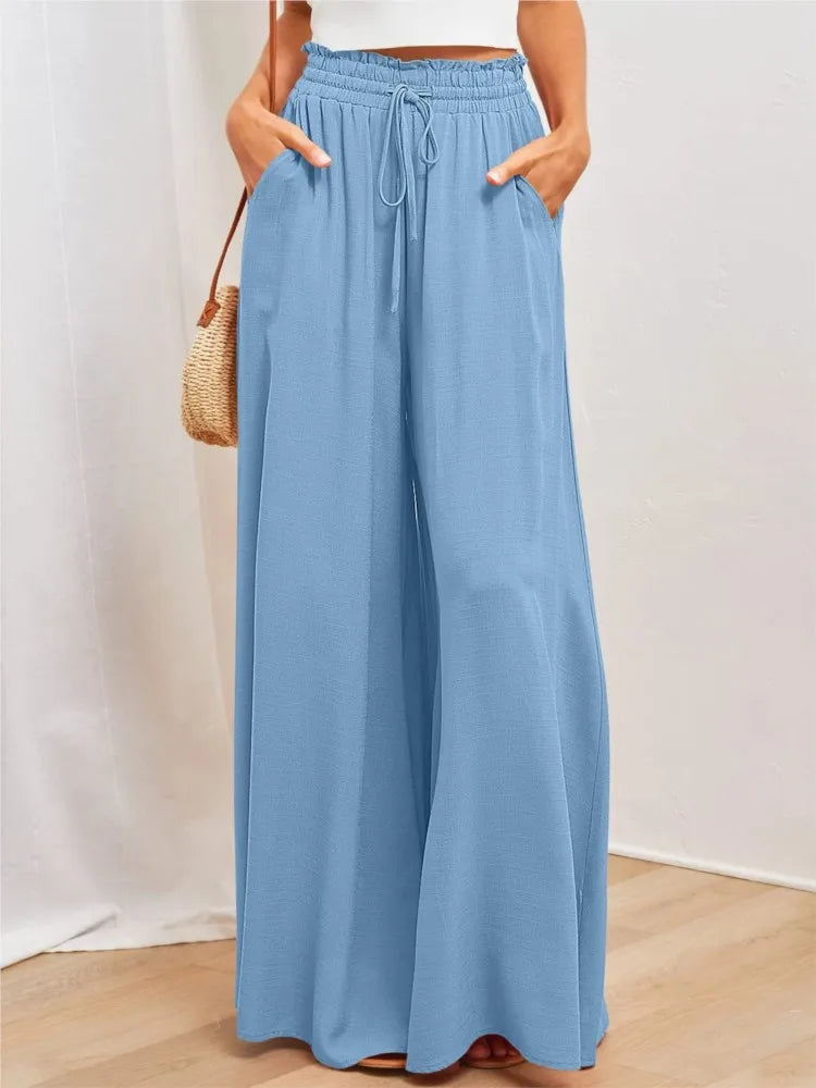 Women's Boho Pant Casual High Waist Loose Sweatpants Trousers Capris Wide Leg Pants Skirt Fashion Women Clothes Pantalones Mujer