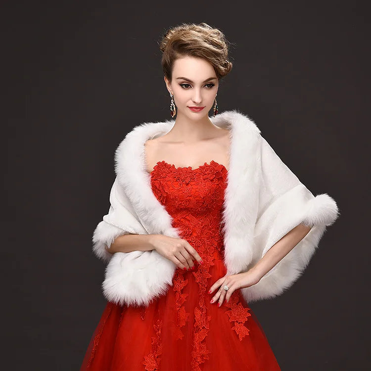 Luxury Faux Fur Scarf Cape Winter Warm Bolero Bridal  Poncho Elegant Soft  Mink Female Wedding Cloak  Jacket E162