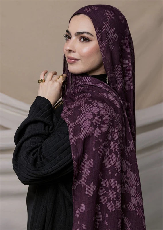 1Pcs Islam Ramadan Watercolor Print Hijab Women Bohemian Soft Muslim Hijabs Foulard Femme Shawl Wrap Scarf Headscarf