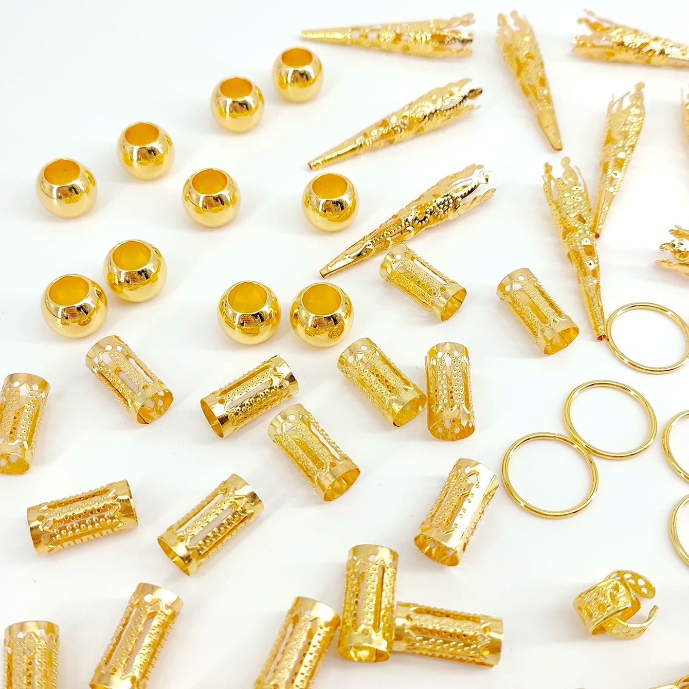 102pcs boho Hollow Braids Hair Rings Metal Dreadlock Hair Cuff Pins Different Length Hair Barrettes For Women  Hair Accessories