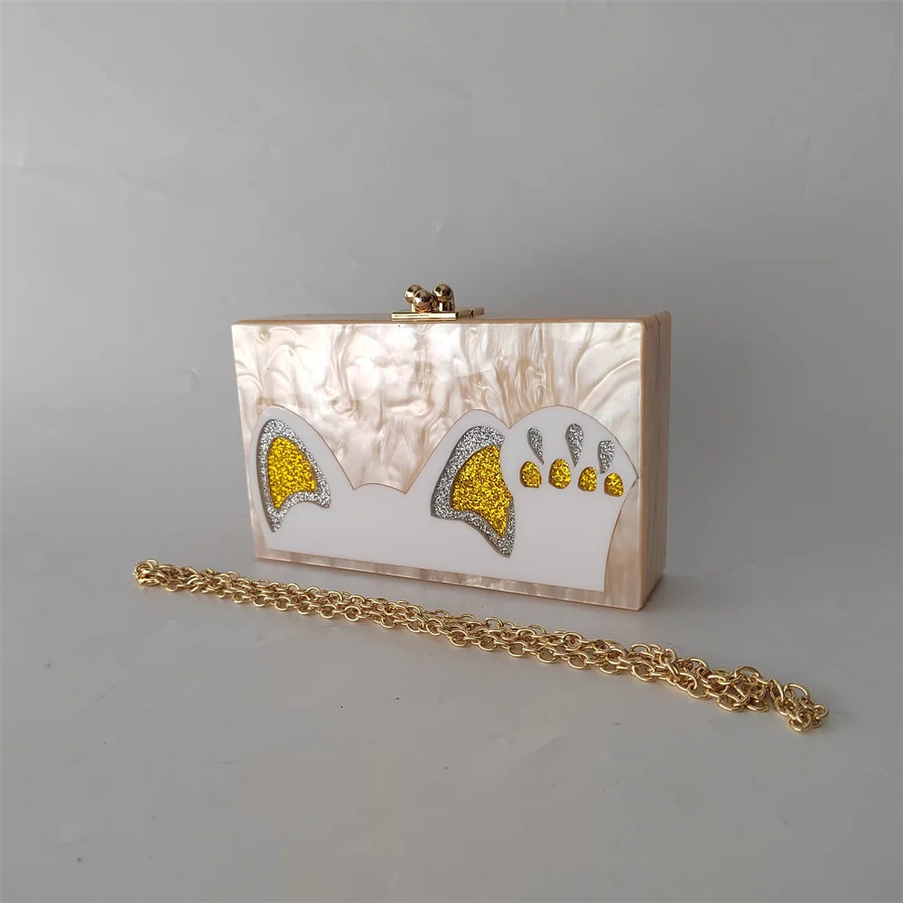 Cartoon Pearl Nude White Female Mini  Wallet Brand Women Acrylic Evening Bag Wedding Party Clutch Purse Prom Casual Box Handbag