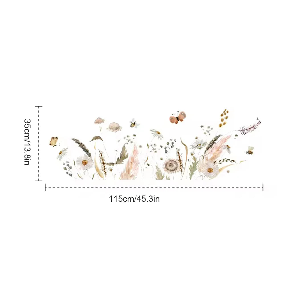 Boho Wildflowers Wall Stickers for Kitchen Glass Backsplash, Botanical Wall  Border, Peel and Stick, Dining Room Decoration
