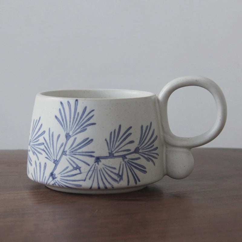 Ceramic Latte Mug 13.4oz Porcelain Coffee Cups with Handle Boho Cup for Tea Hot Cocoa Cappuccino Home Office Cafe Birthday Gift