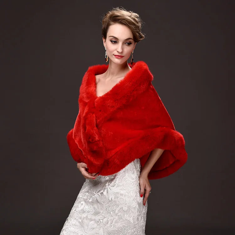 Luxury Faux Fur Scarf Cape Winter Warm Bolero Bridal  Poncho Elegant Soft  Mink Female Wedding Cloak  Jacket E162