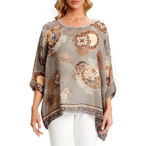 BHflutter Blouse Plus Size 2022 New Batwing Casual Summer Blouse Women Boho Chiffon Shirt Top Shirt Women