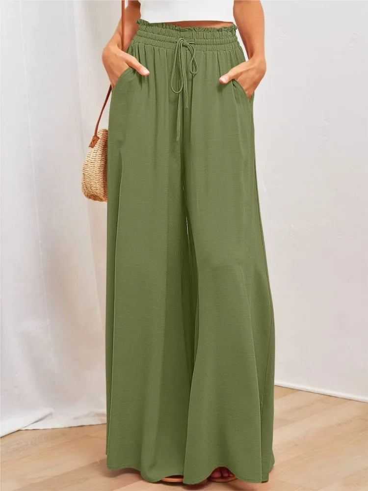 Women's Boho Pant Casual High Waist Loose Sweatpants Trousers Capris Wide Leg Pants Skirt Fashion Women Clothes Pantalones Mujer