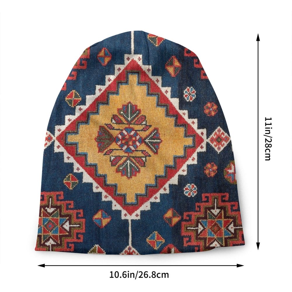 Custom Persian Kilim Print Skullies Beanies Caps Cool Warm Knitted Hats Unisex Bohemian Geometric Ethnic Style Bonnet Hats