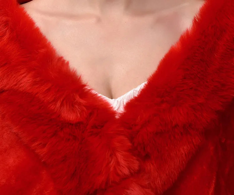 Luxury Faux Fur Scarf Cape Winter Warm Bolero Bridal  Poncho Elegant Soft  Mink Female Wedding Cloak  Jacket E162