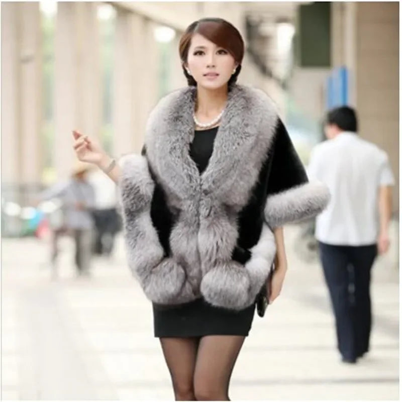Luxury Faux Fur Scarf Cape Winter Warm Bolero Bridal  Poncho Elegant Soft  Mink Female Wedding Cloak  Jacket E162