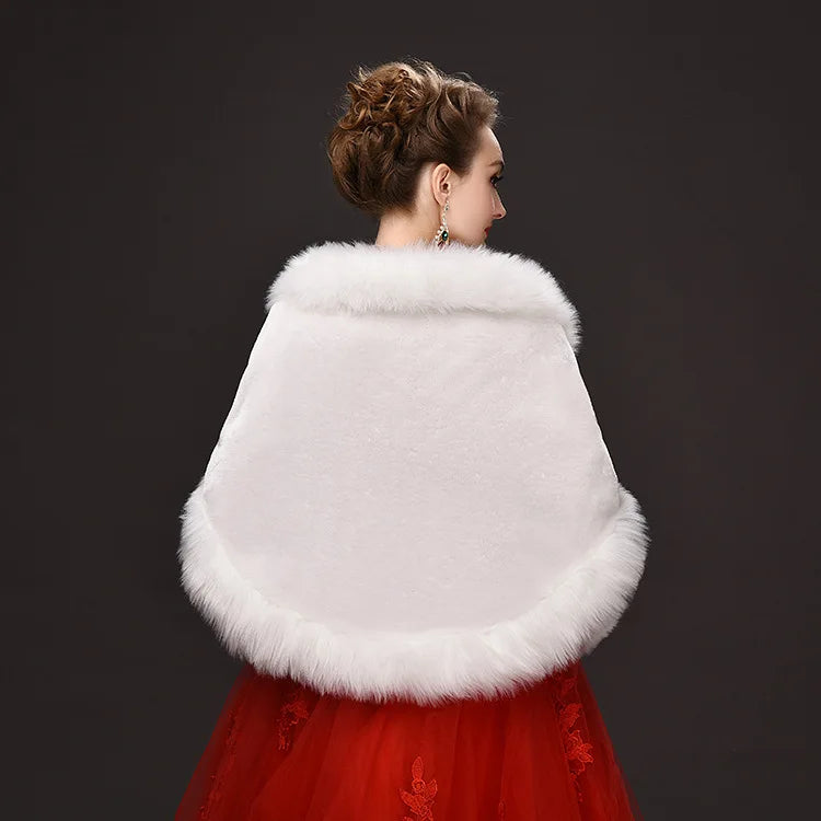 Luxury Faux Fur Scarf Cape Winter Warm Bolero Bridal  Poncho Elegant Soft  Mink Female Wedding Cloak  Jacket E162