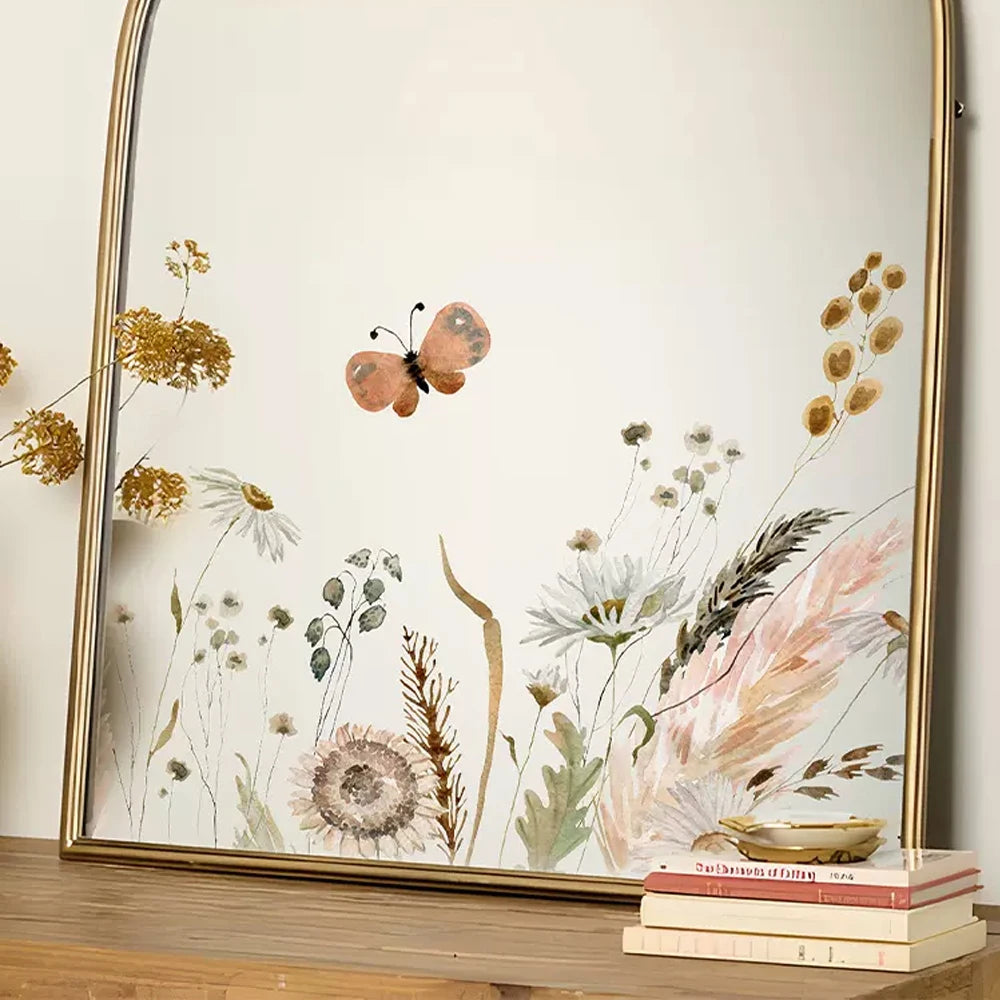 Boho Wildflowers Wall Stickers for Kitchen Glass Backsplash, Botanical Wall  Border, Peel and Stick, Dining Room Decoration