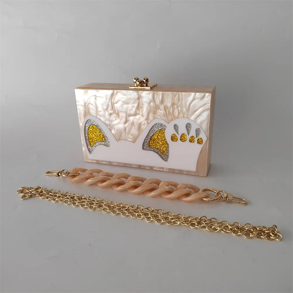 Cartoon Pearl Nude White Female Mini  Wallet Brand Women Acrylic Evening Bag Wedding Party Clutch Purse Prom Casual Box Handbag