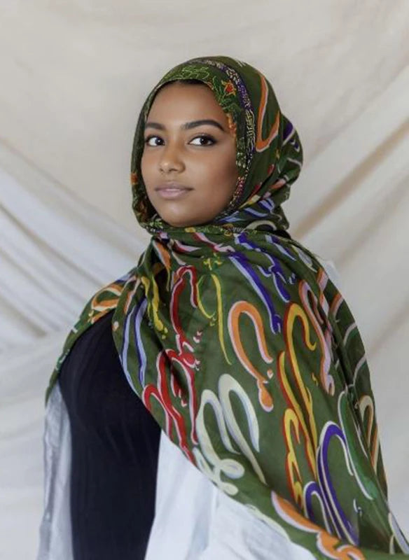 1Pcs Islam Ramadan Watercolor Print Hijab Women Bohemian Soft Muslim Hijabs Foulard Femme Shawl Wrap Scarf Headscarf