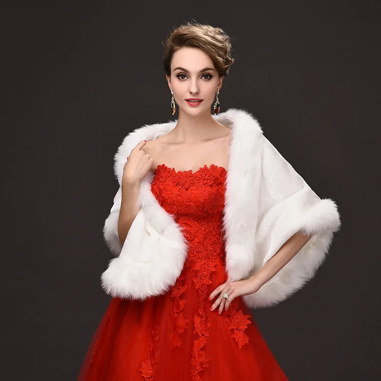Luxury Faux Fur Scarf Cape Winter Warm Bolero Bridal  Poncho Elegant Soft  Mink Female Wedding Cloak  Jacket E162