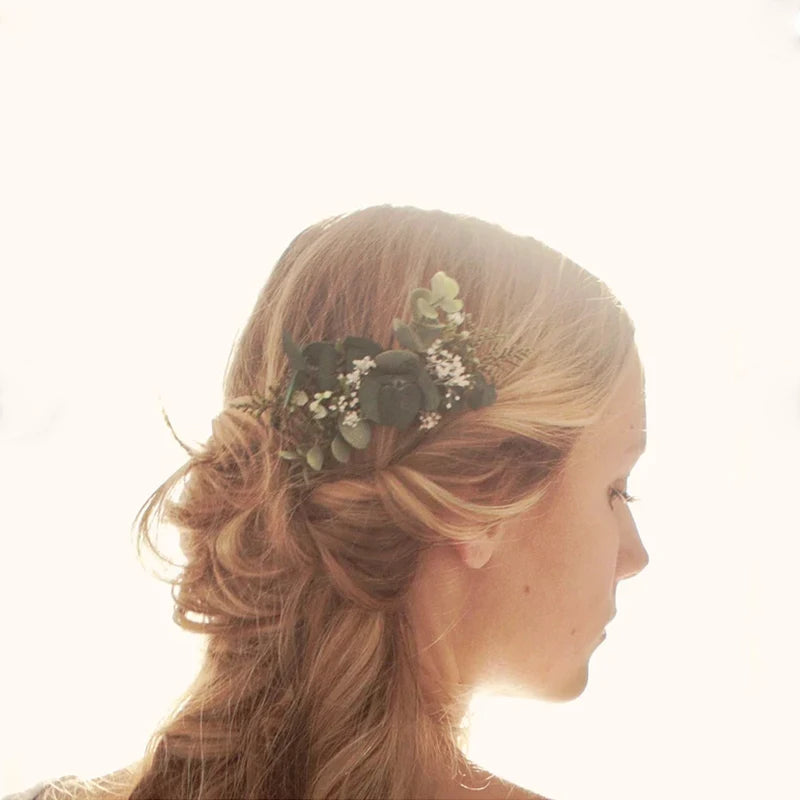 Greenery  Handmade Eucalyptus Bridal Hair Comb, Boho Wedding Headpiece, Romantic Dried Flower Comb for Bridesmaids supplies