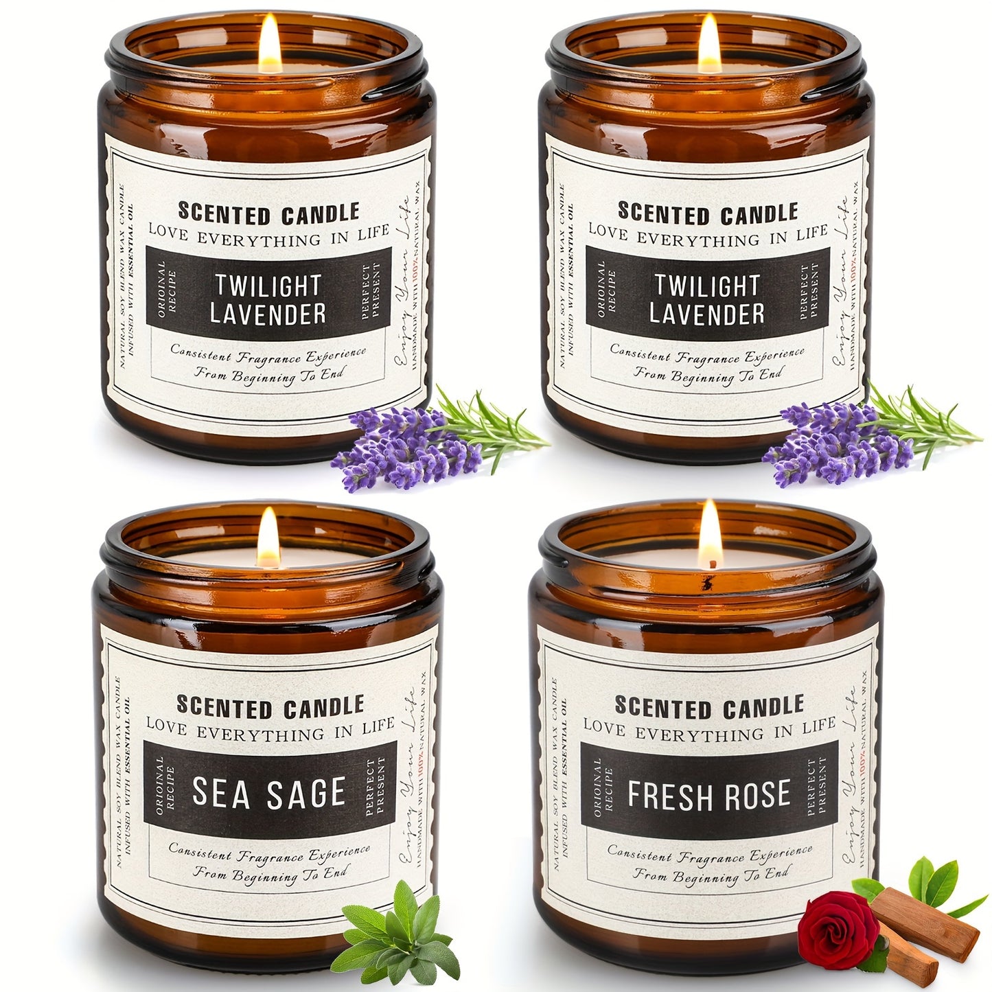 MXCUV 4-Pack Candle Gifts For Women, Lavender Candle Set For Women, 28 Ounces 200 Hours Lasting Candles, Sage Candles For Home, Scented Candles, Gift Set For Family And Friends